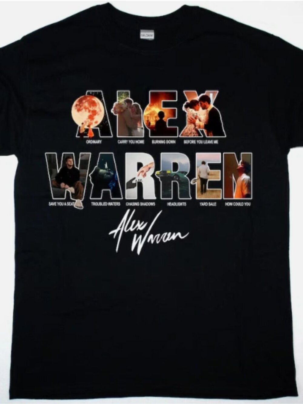 Alex Warren Music Graphic Black T-Shirt Album Collage Tee